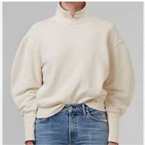 CITIZENS OF HUMANITY - Melia Mock Neck Sweatshirt - Travertine - XS